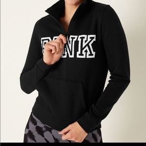 Victoria Secret Pink black and white half zip sweatshirt